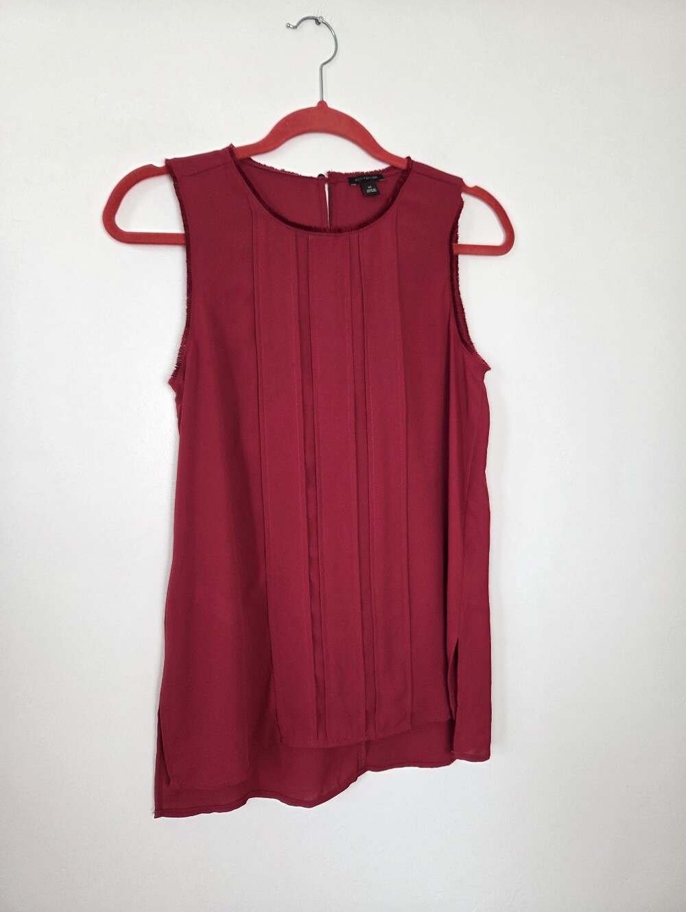 Ann Taylor Burgundy Maroon Fringe Trim Camisole Top Office Professional Wine XS